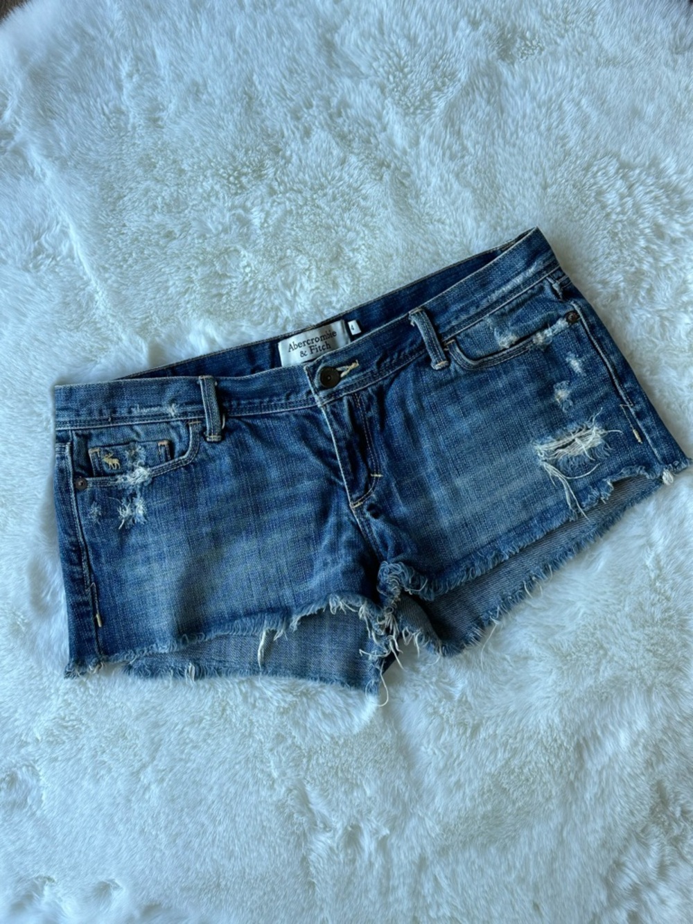 Abercrombie & Fitch Blue Distressed Denim Cutoff Shorts Low Rise